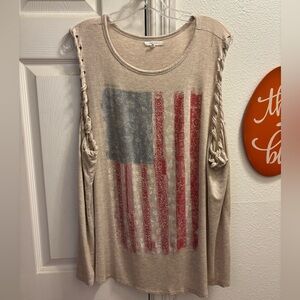 Maurice’s Size 2x Beige Paisley American Flag Tank Top